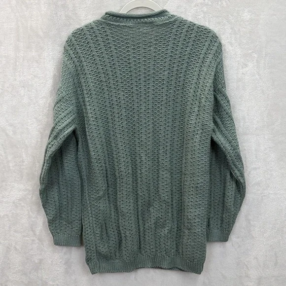 NWT Cherokee Sweater Womens M Green Cable Knit Pullover Roll Crew Neck VTG USA - Picture 3 of 8